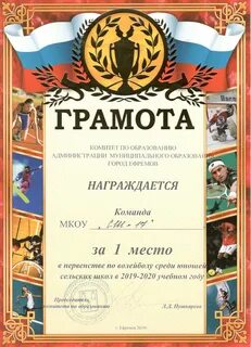 Команда занявшая 1 место