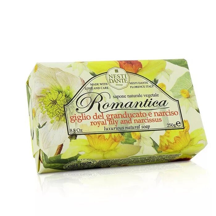 Королевское мыло. Мыло Нарцисс. Nesti Dante Bath. Мыло кусковое Nesti Dante Romantica Florentine Rose and Peony.