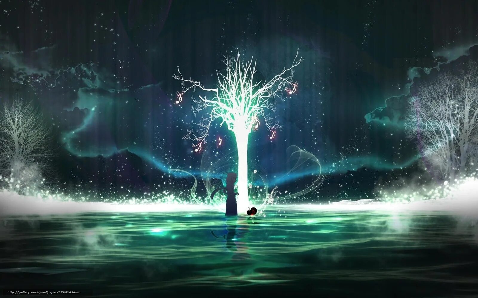 дерево жизни. дерево эйва глициния. сияющее дерево. магия деревьев. дерево на фоне космоса.