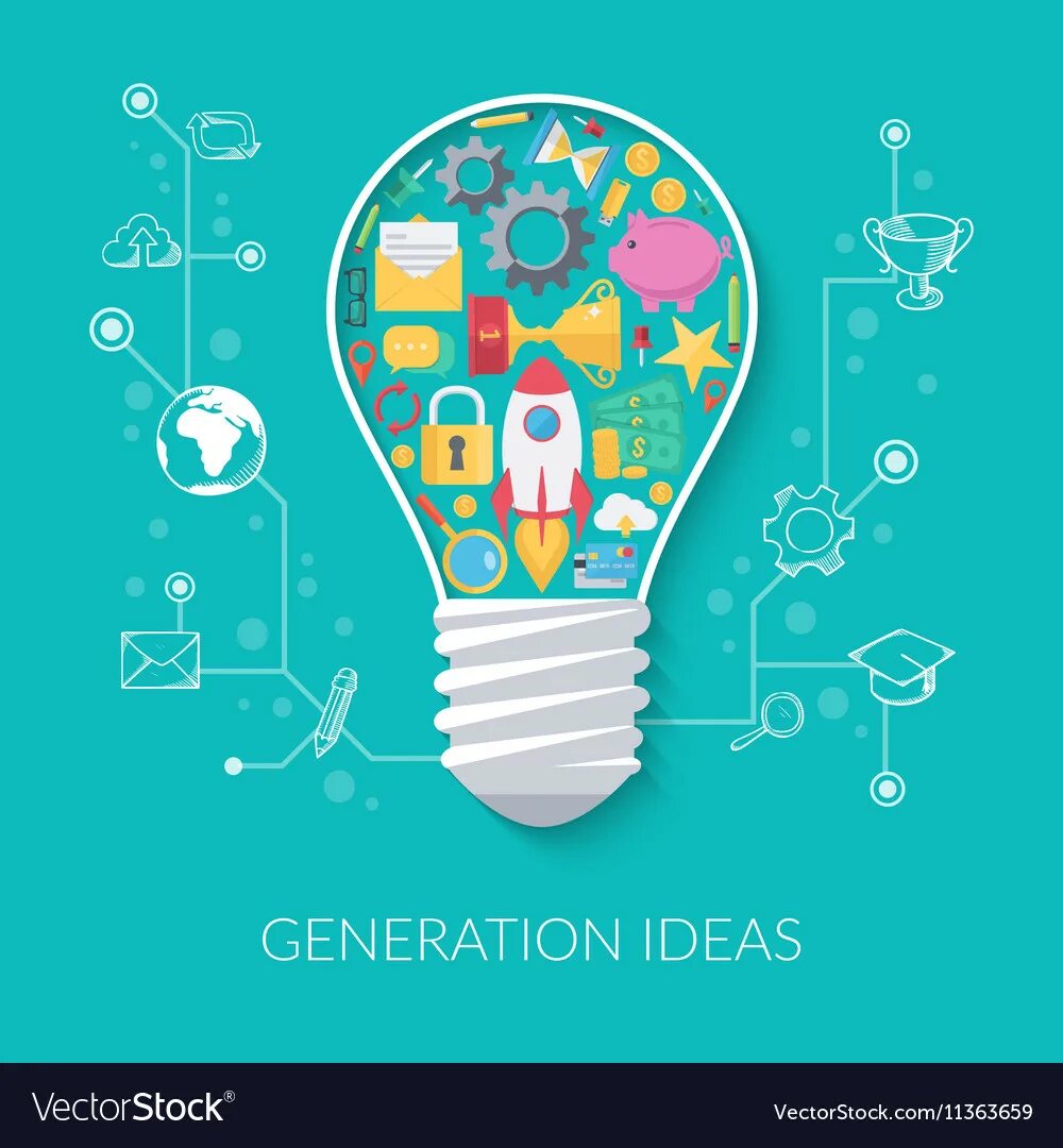 Idea Generation. Idea Generation Design. Idea Generator. Контент символ.