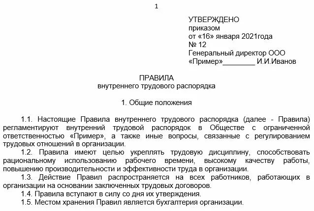 Внутренние трудовые документы организации