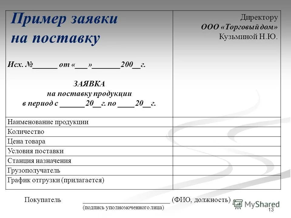 Сфр заявка. Форма заявки на отгрузку товара. Заявка образец заполнения. Заявка на продукты образец. Заявка на товар образец.