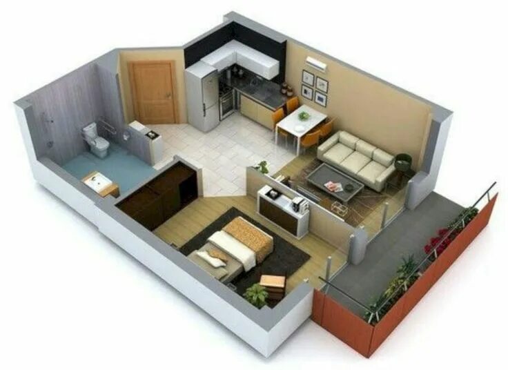 1 Bedroom 1 Bed Apartment Viewpointe Apartments Small house plans, Tiny house la