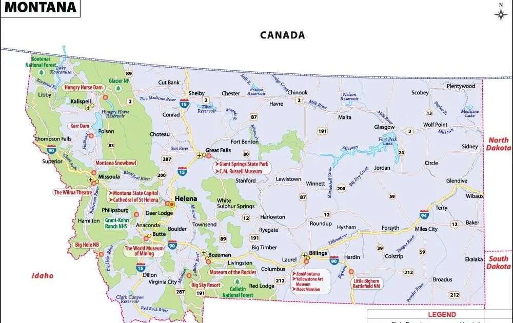 Карта Монтаны США. Штат Монтана на карте Америки. Монтана штат границы. Штат монтана на карте