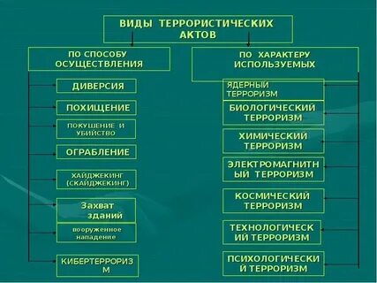 Виды терроризма тест