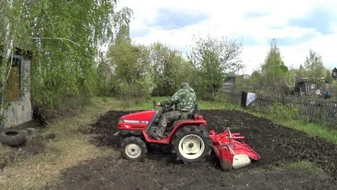 Вспашка фрезой минитрактором