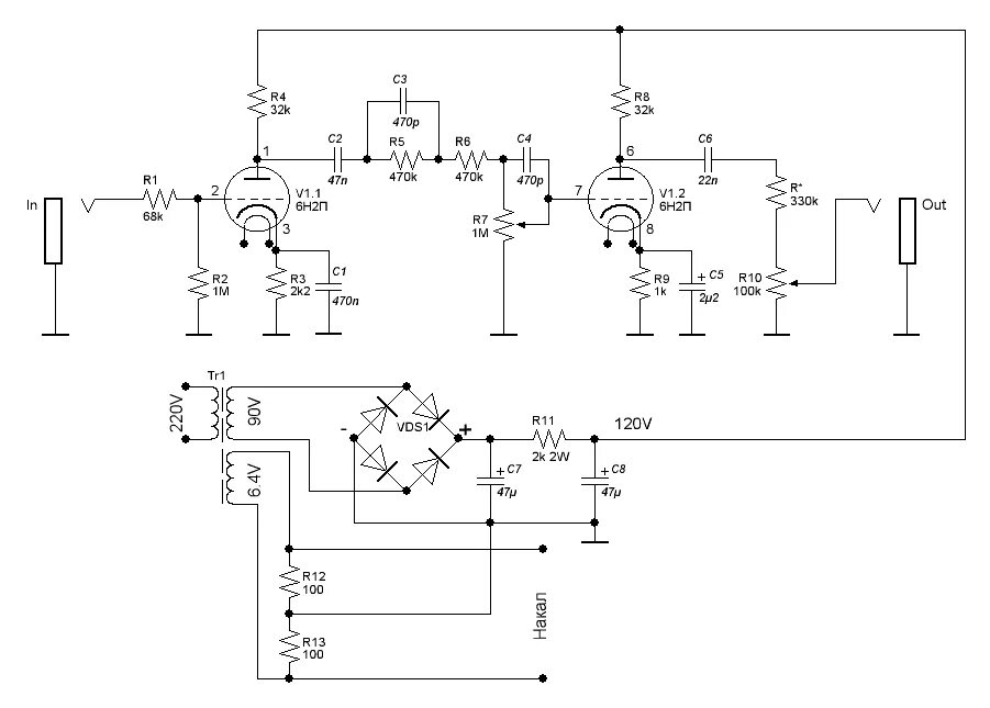 Ламповые электрогитары. Ламповый темброблок-предусилитель 6н2п. Схема лампового микрофонного предусилителя. Схема лампового преампа на 6н2п. Схема лампового микрофонного преампа.