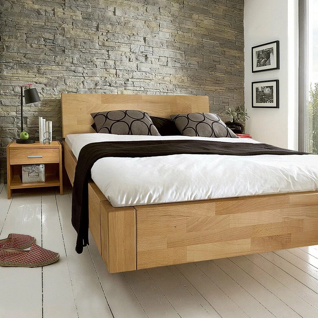 Кровать лотос, 140*200. Современная деревянная кровать. Низкая кровать. Левитирующая кровать лофт. Das bett.