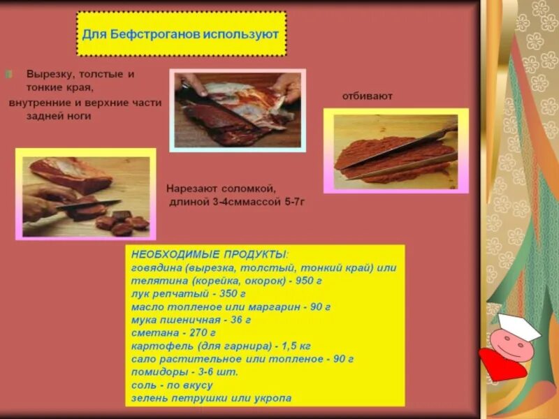 Вырезка используется для. Вырезка используется порционными кусками для.