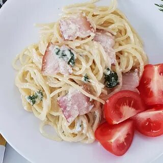 Готовим пасту карбонара с беконом и сливками