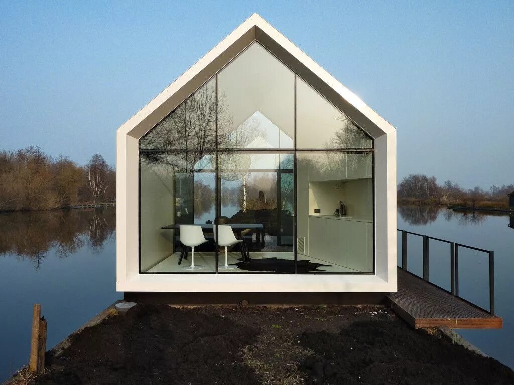 Modern White House with Black Shutters