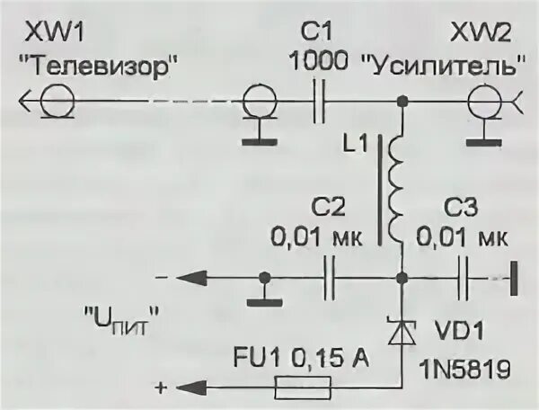 Антенна 5 вольт. Схема подключения питания антенного усилителя. Схема включения антенного усилителя. SWA-6000/6t схема принципиальная. Схема питания антенного усилителя по коаксиальному кабелю.