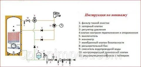 Электрическая схема подключения бойлера косвенного нагрева