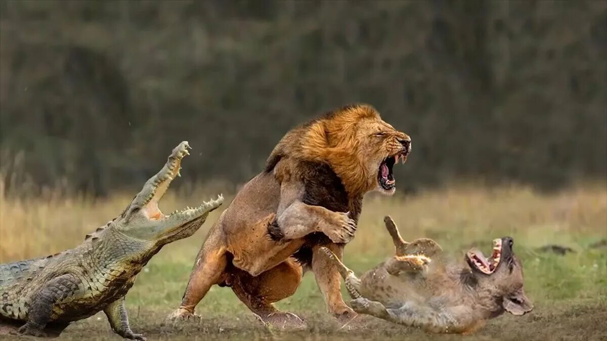 Нападение льва львов. Бородавочник против Льва. Нильский крокодил против Гризли. Нильский крокодил против Льва.
