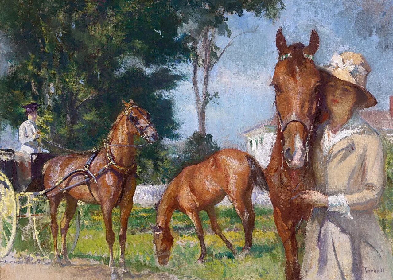 Живопись лошади Edmund Charles. Всадники. Портрет е. и. Мюссара и э. Мюссар.