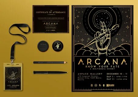 branding Arcana major arcana tarot exhibit fate Multimedia Exhibit gold han...