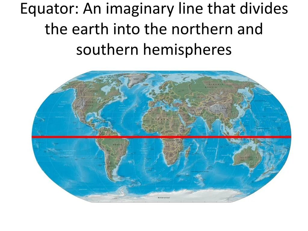 Экватор земли на карте.