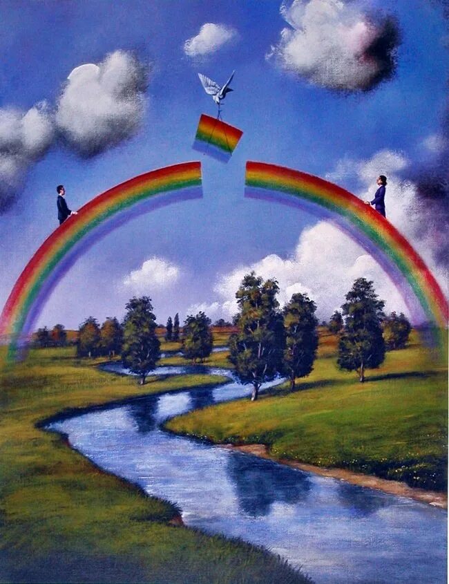 Радуга художник. Рафал Олбински. Сюрреалист Rafal Olbinski. Олбински картины. Рафал Ольбинский картины.