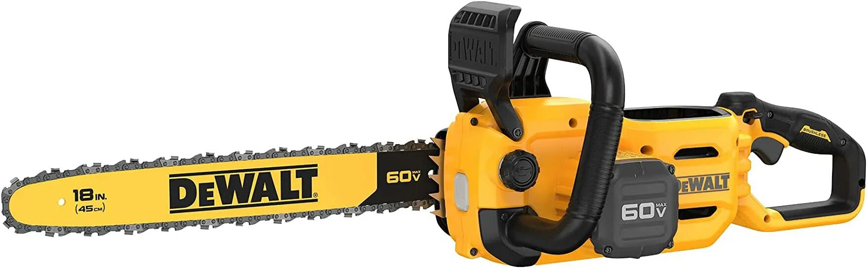 Аккумуляторная цепная пила ДЕВОЛТ. Бензопила желтая. Cordless Chainsaw. Бензопила желто черная.