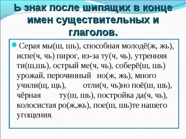 Диктант слов с мягким знаком. Мягкий знак после шипящих на конце 3 класс. Мягкий знак после шипящей в конце существительных. Ь после шипящих на конце существительных и глаголов. Написание мягкого знака в существительных.