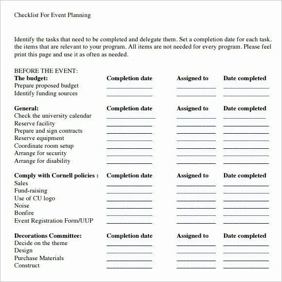 Check list for event. Checklist Template. Events Templates. Event planning form.