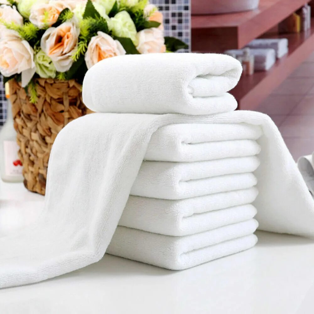 Белое банное полотенце. 1 PC White Soft Home Hotel Bath Towel Washcloth Travel hand Towel 30x70cm. Мягкие полотенца. Полотенце махровое. Полотенце банное махровое.