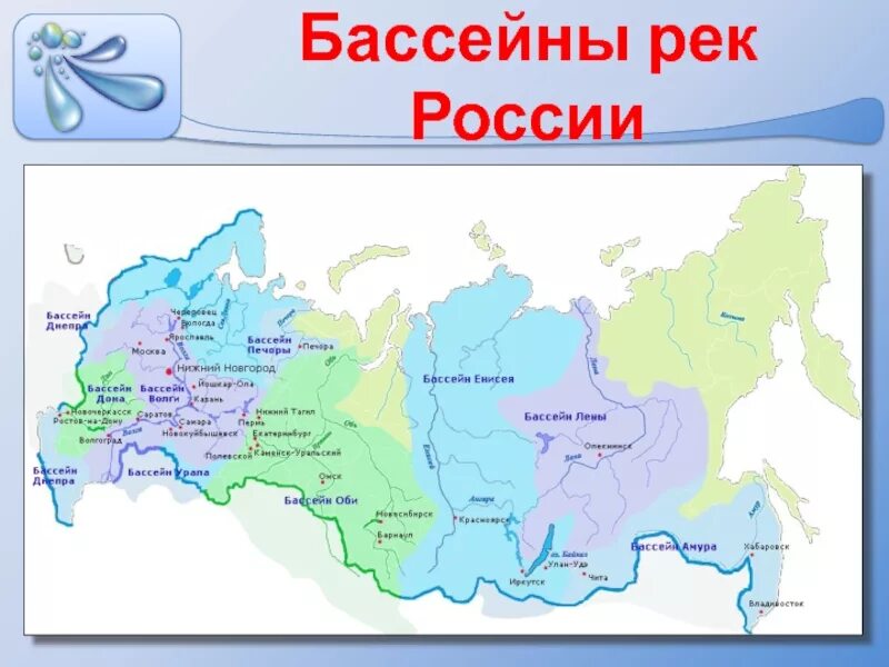 Название бассейна которому относится река волга. Главные реки России и их бассейн. Бассейны рек России на карте. Самые крупные реки России список на карте. Крупные реки РФ на карте.