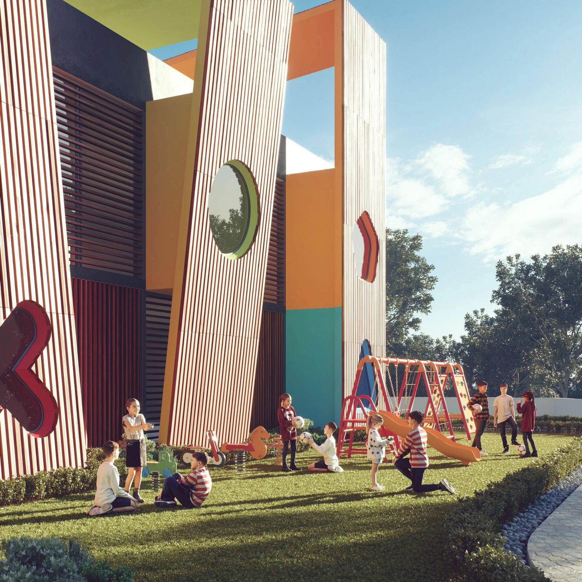 People playground 3 d. Детская площадка с людьми. нереальная детская площадка. детская площадка в трех цветах. people playground здания.