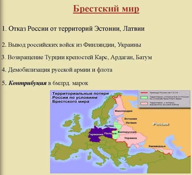 Брестский Мирный договор 1918. Брестский мир 1917.