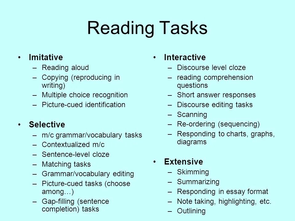 Task reading. Tasks for reading. Teaching reading in English. Methods of reading in English.