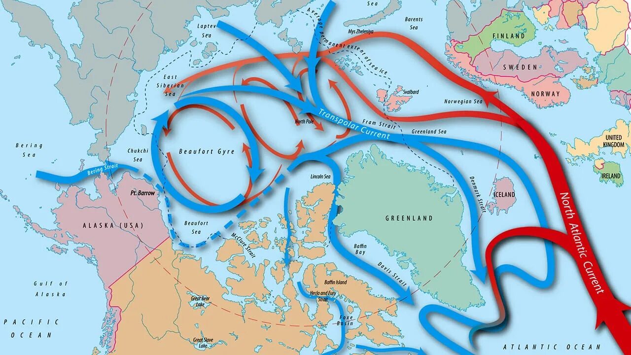 Течение умеренных. Гольфстрим течения северного ледовитого океана. схема течений северного ледовитого океана. норвежское течение на карте северного ледовитого океана. теплые течения арктики.