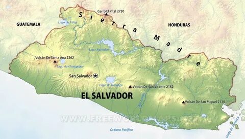 Mapa físico de El Salvador - Geografía de El Salvador
