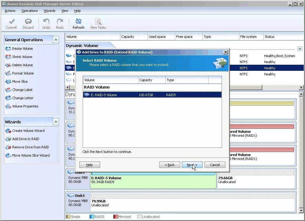 Динамический диск MBR. Управление дисками Raid 5. AOMEI Dynamic Disk Manager. Raid 5 в Server 2012.