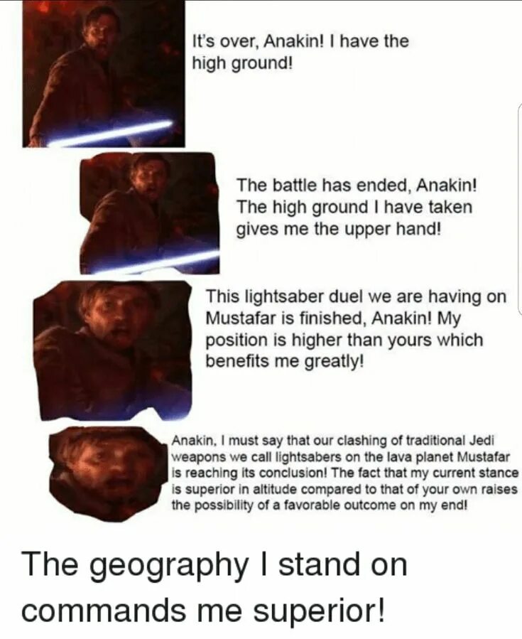 Its over anakin i have high ground. Энакин и падме и оби ван. I have a high ground. Мемы с энакином. It's over anakin i have the high ground.
