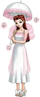 Dahlia Hawthorne - AA lacy parasol, translucent shawl, white dress with pin...