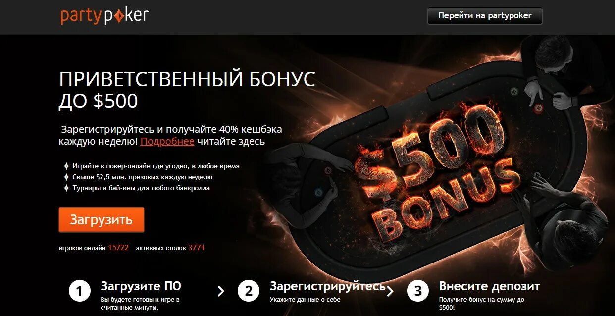 Как получить приветственный бонус. Приветственный бонус. пати покер. partypoker bonus.