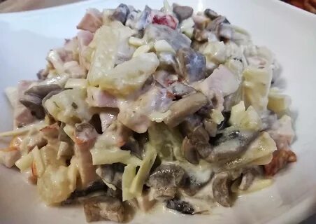 Салат куриная грудка шампиньоны сыр грибы