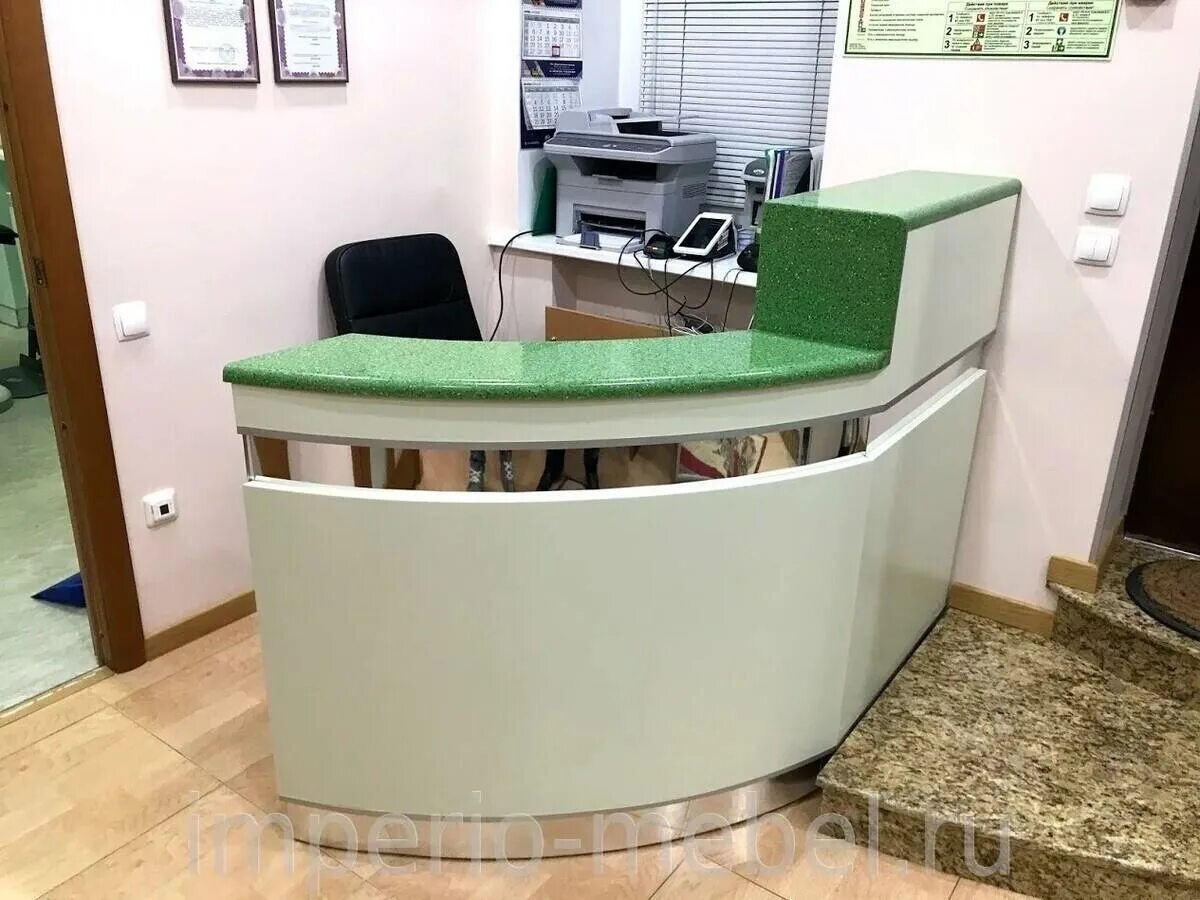 Стойка администратора радиусная. Ресепшн или рецепшен. Ресепшн "симпл" №3, белый. Ресепшн или рецепшен. Стойка в гостинице.