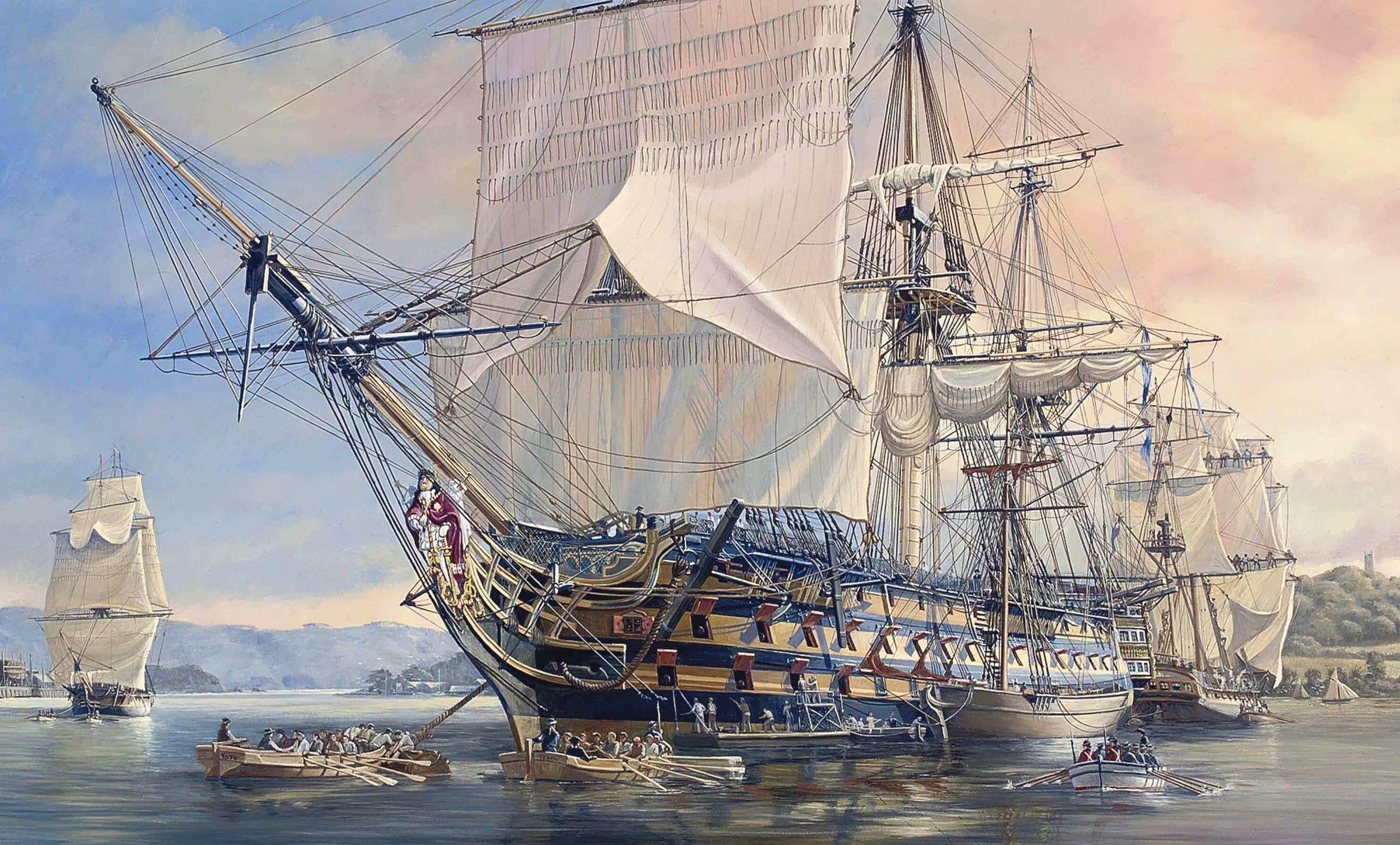 Эпоха парусного флота. Корабль Роял Соверен 17 века. HMS Royal Sovereign 1786.