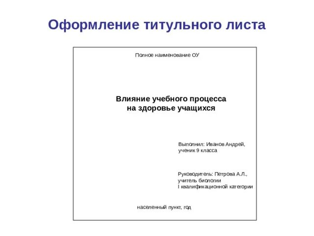 Оформление работы титульный лист. Титульный лист презентации. Как правильно оформить титульный лист проекта. Титульный лист проекта 9 класс.