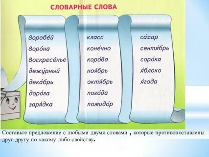 Предложенные слова 2 класс