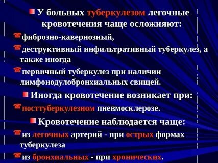 Легочное кровотечение терапия