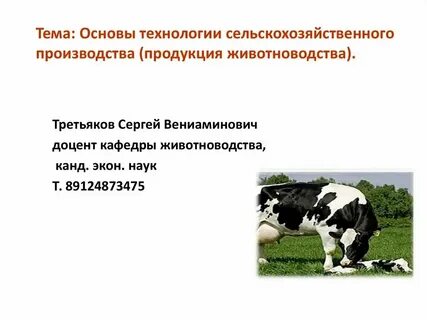 Основы производства продукции животноводства