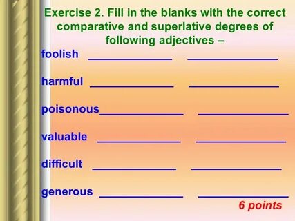 Comparative adjectives test
