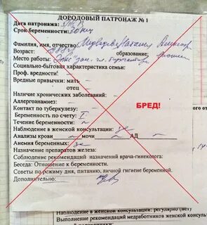 Дородовый патронаж пример