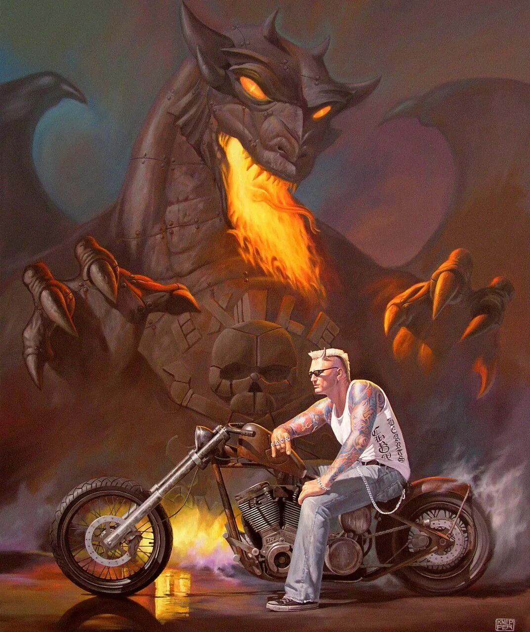 Bike of hell. Михаэль Кнеппер художник. Байкеры Дэвид Манн. МОТОАРТ Дэвида Манна.