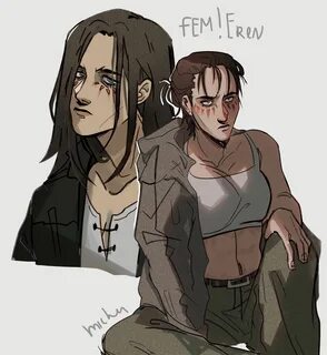 " Female Eren, Attack On Titan Fanart, I Call You, Ereri, Quick Sketch...