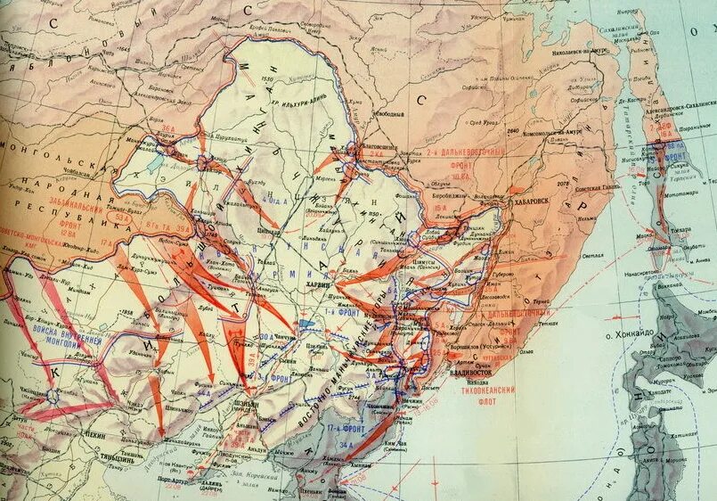 Карта советско японской войны. Карта советско-японской войны 1945. Маньчжурская стратегическая наступательная операция 1945 года.