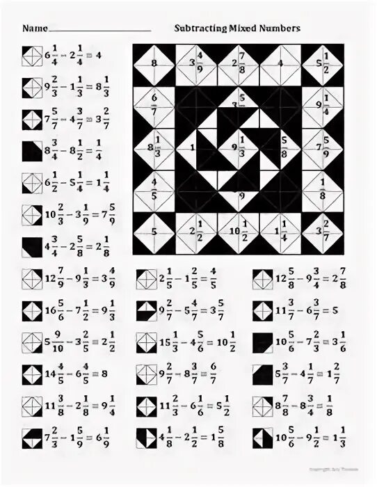 A mix of numbers and symbols. Subtracting mixed numbers. subtracting mixed numbers worksheet. mixed number.