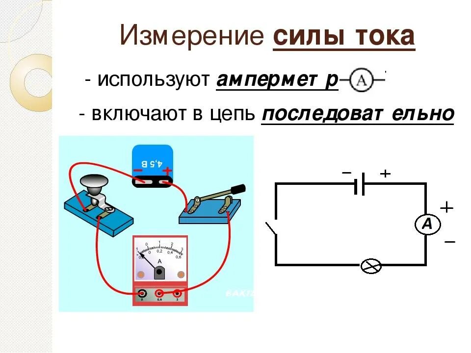 Как включается в цепь сила тока. Схемы включения приборов для измерения силы тока и напряжения. Izmerenie peremennogo Toka ampermetrom peremennogo Toka. Схема включения амперметра для измерения постоянного напряжения. Схемы измерение силы тока и напряжения на лампочке.